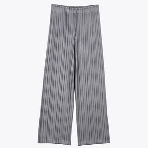 Elegant Gray Women's Pleated Pants